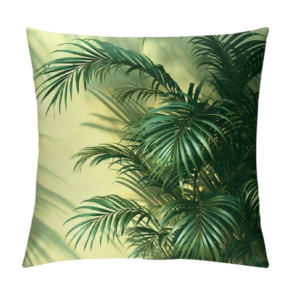 Acheng Short Plush Pillowcase 1 Piece - Palm Leaves with Lush Branches and Leaves, Tropical Jungle Palm Leaves with Charming Colors White