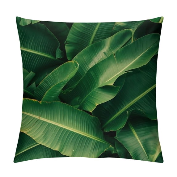 Acheng Short Plush Pillowcase 1 Piece - Palm Leaves with Lush Branches and Leaves, Tropical Jungle Palm Leaves with Charming Colors White
