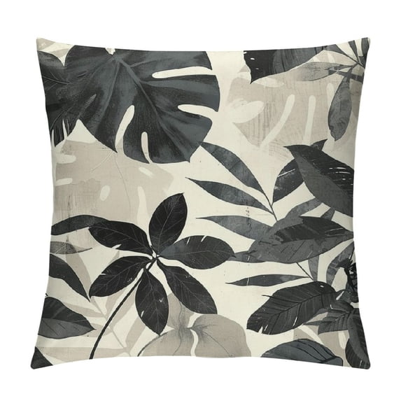 Acheng Short Plush Pillowcase Palm Leaves with Lush Branches and Leaves Tropical Jungle Palm Leaves with Charming Colors White