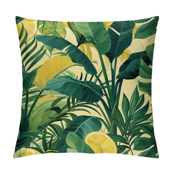 Acheng Short Plush Pillowcase 1 Piece - Palm Leaves with Lush Branches and Leaves, Tropical Jungle Palm Leaves with Charming Colors White