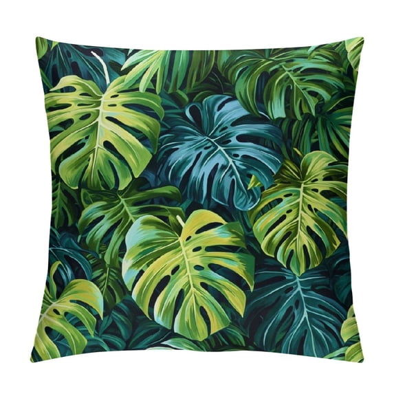Acheng Short Plush Pillowcase Palm Leaves with Lush Branches and Leaves Tropical Jungle Palm Leaves with Charming Colors White