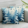 thumbnail image 1 of Acheng Snow Forest Pillow Covers Set of 2, Blue Snowflake Pine Trees Square Decorative Cushion Cover Soft  Pillows Case White  for Couch Bed Sofa White, 1 of 6
