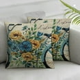 thumbnail image 1 of Acheng Spring Summer Blue Flower Bicycle Lumbar Decorative Throw Pillow Cover, Floral Rose Bike Outdoor Home Decor, Seasonal Bloom Bouquet Sofa Couch Cushion Case,2 Pcs White, 1 of 6