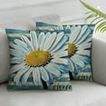 thumbnail image 1 of Acheng Spring Summer Daisy Flower Decorative Throw Pillow Covers, Sunshine Floral Buffalo Plaid Check Stripes Cushion Case Decor, Just Bloom Farmhouse Decoration for Sofa Couch,Set of 2 White, 1 of 6