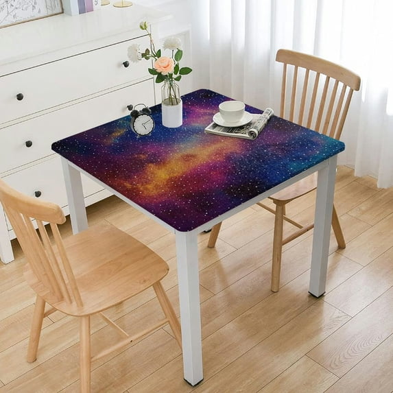 Acheng Stars Clouds Galaxy Square Tablecloth Waterproof 100% Polyester Fiber 52*52