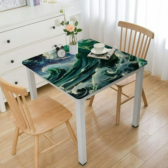 Acheng Stars Wave Ocean Square Tablecloth Outdoor Picnic Camping and Indoor Kitchen Dining Party 100% Polyester Fiber 46*46