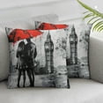 thumbnail image 1 of Acheng Street View Throw Pillow Cover London River and Bus On Bridge Big Ben Man and Woman Under A Red Umbrella Luxury Solid Soft Pillow Cover,2 Pcs White, 1 of 6