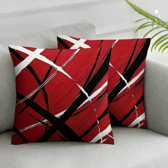 Acheng Stripes Red Black White Pillow Covers Set of 2 Geometric Decorative Geometry Throw Pillow Covers Cases Home Decor Modern Striped Art Cushion Case for Couch Sofa Outdoor White