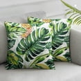 thumbnail image 1 of Acheng Summer Green Leaves Throw Pillow Cover Tropical Palm Leaf Pillow Covers Summer Farmhouse Decorative Pillow Covers for Couch Outdoor Living Room Patio Set of 2 White, 1 of 6