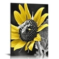 thumbnail image 1 of Acheng Sunflower Wall Art Painting Decor- Yellow Floral Flower Canvas Picture Black and White Posters Prints Nature Bee Rustic Farmhouse Artwork Living Room Bathroom Kitchen Decoration 12x16 in, 1 of 5