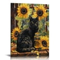 thumbnail image 1 of Acheng Sunflower Wall Decor Vintage Sunflower Canvas Wall Art Black Cat Decor Print Artwork Cat Paintings Poster Aesthetic Room Decor for Bathroom Living Room Bedroom Framed 16x20 in, 1 of 5