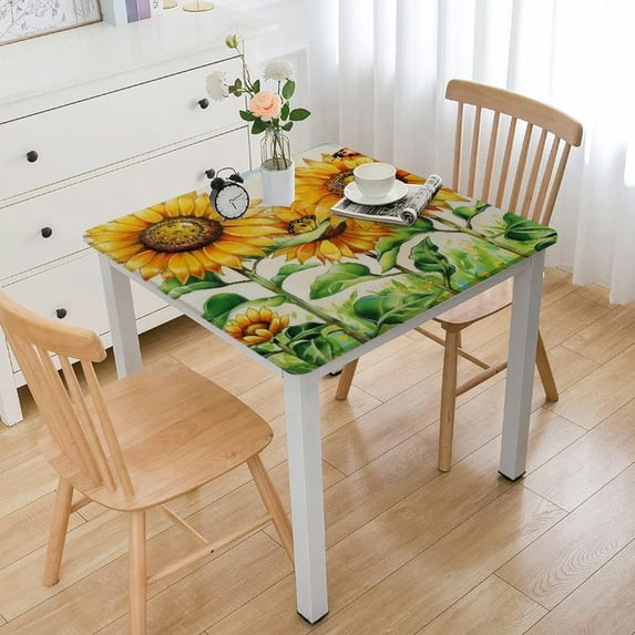 Acheng Sunflowers Ladybug Square Tablecloth Great for Home Kitchen/Parties/Holiday Dinner 100% Polyester Fiber 46*46