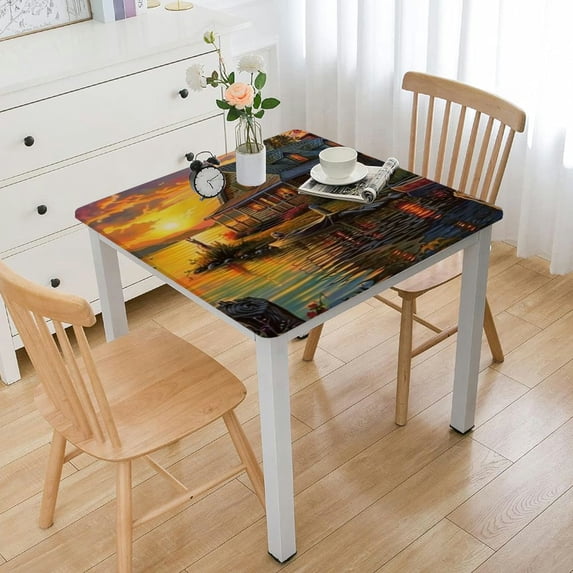 Acheng Sunset Bird Square Tablecloth Waterproof Resistant Fabric 100% Polyester Fiber 40*40