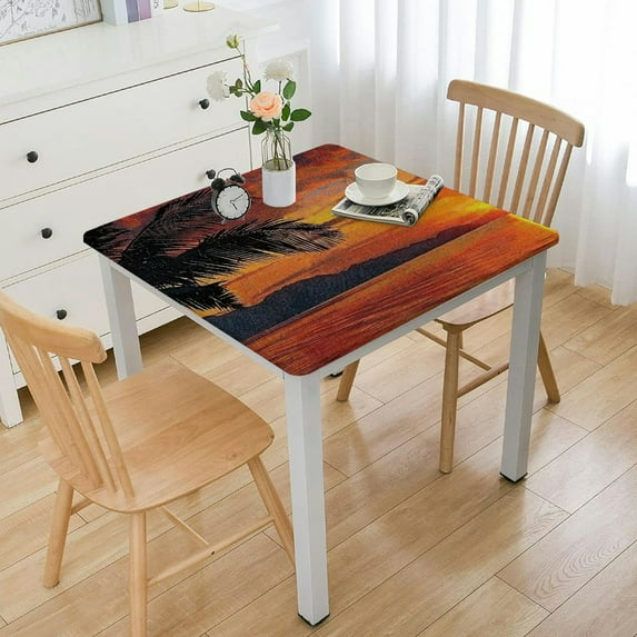 Acheng Sunset Palm Tree Mountains Square Tablecloth Washable for Home Kitchen Outdoor Decoration 100% Polyester Fiber 52*52