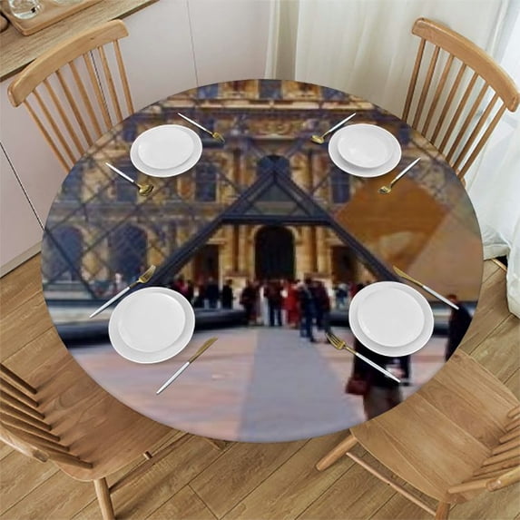 Acheng Symbolism Round Table Cover 100% Polyester Waterproof Resistant Fabric 31-35