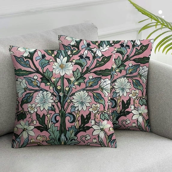 Acheng Tapestry William Morris Hyacin Pillowcase Set of 2 Double Sided Square Cushion Cover White