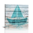 thumbnail image 1 of Acheng Teal Bathroom Wall Art Turquoise Pictures Nautical Bathroom Decor Canvas Prints 12x12 in, 1 of 5