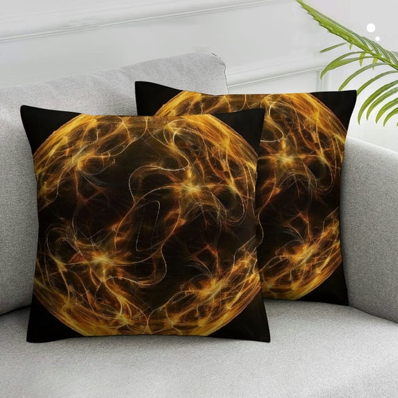Acheng Throw Pillow Cover - Background Ball About Fog Rings Circle Fractals 2pcs White