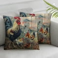 thumbnail image 1 of Acheng  Throw Pillow Cover Case Cock Hen and Chicks Watercolor Art Chicken Family Paintings Cushion Covers for Couch/Sofa/Kitchen/CarBedroom Livingroom  2 pcs Pillowcase White, 1 of 6