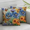 thumbnail image 1 of Acheng Throw Pillow Cover Orris Flower with Vintage Butterfly Stamp Retro Letter Violet Yellow Green Home Decorative Pillow Cases Square Cushion Covers for Sofa Couch,2 Pcs White, 1 of 6