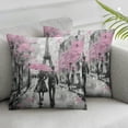 thumbnail image 1 of Acheng  Throw Pillow Cover Set of 2 Oil Painting Paris European City Landscape France Eiffel Tower Black White and Pink Modern Couple Under Decorative Pillow Case Home Decor White, 1 of 6