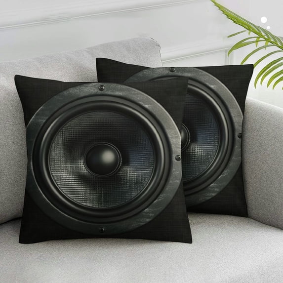 Acheng Throw Pillow Cover Speaker Music Sound Design Young Black Throw Pillow Covers for Couch Sofa Home Decor,2 Pcs White