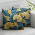 thumbnail image 1 of Acheng Throw Pillow Cover Square Ginkgo Leaf in The Style of Gold and Cyan Satin Square Throw Pillow Covers Turquoise Gold Teal Decorative Pillows for Bed for Couch Bed Home Decor Zippered,2 Pcs White, 1 of 6