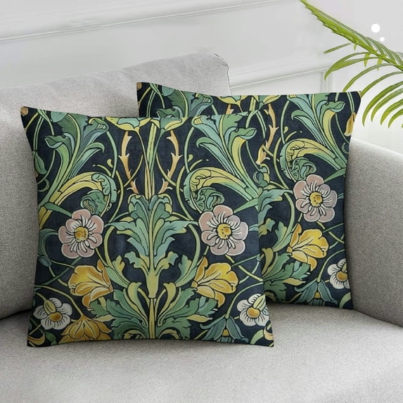 Acheng Throw Pillow Cover White Floral William Morris Pimpernel Vintage Pre Yellow Artistic Decorative Pillow Case Home Decor Square Cushion Case Pillowcase 2 pcs White