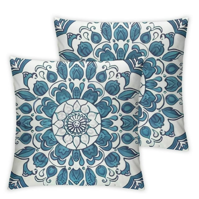 Acheng Throw Pillow Covers Pack of 2 Cozy Mandala Dahlia Floral