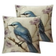 thumbnail image 1 of Acheng Throw Pillow Covers Painting Art Adorable Animal Sparrow Bird Flower Leaves Throw Pillow Case Square Outdoor Pillows Decorative Cushion Cover,Set of 2 White(Two Side Print) 12x12in, 1 of 7