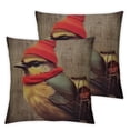 thumbnail image 1 of Acheng Throw Pillow Covers Retro Animal Sparrow Bird Carrying A Backpack Standing on A Branch Decorative Throw Pillow Case Cushion Cover for Sofa,Set of 2 White(Two Side Print) 22x22in, 1 of 7