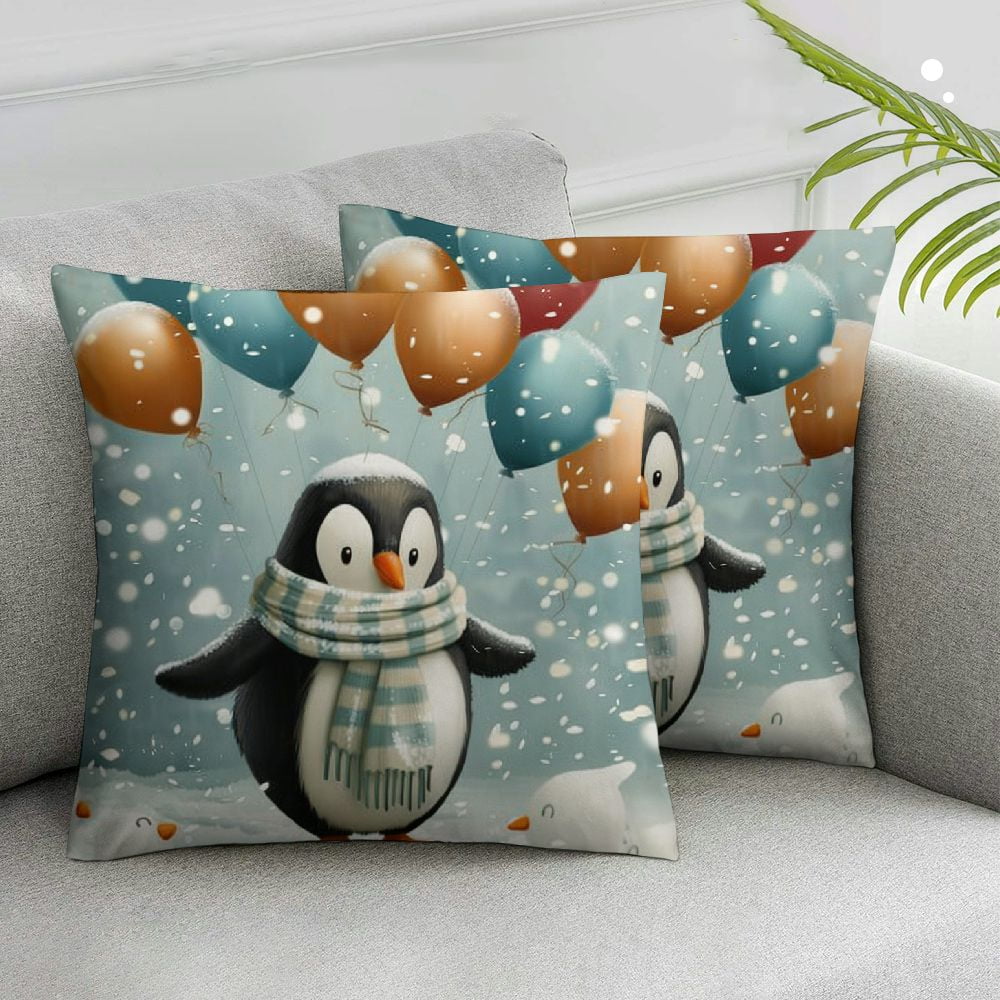 Acheng Throw Pillow Covers Square Cushion Cover Penguin Balloon ...