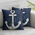 thumbnail image 1 of Acheng Throw Pillow Covers Summer Nautical Costal Navy Blue White and Gray Stripe Helm Anchor Boat Star Decorative Pillow Cases Home Decor Standard Square Pillowcases,2 Pcs White, 1 of 6