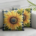 thumbnail image 1 of Acheng  Throw Pillow Covers Sunflowers You are My Sunshine Blue Buffalo Grid Watercolor Decorative Pillow Cases Home Decor Standard Square Pillowcases,Set of 2 White, 1 of 6