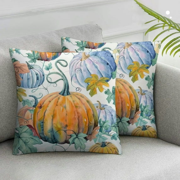 Acheng Throw Pillow Covers Watercolor Pumpkins Decorative Pillow Covers Cushion Covers cojines decorativos para sala Pillow Cases Cute Throw Pillows for Couch Bed Sofa Living Room,Set of 2 White