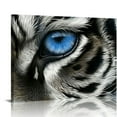 thumbnail image 1 of Acheng  Tiger Pictures Wall Decor Wild Animal with Blue Eyes Canvas Art Picture Black and White Tiger Artwork Print for Bedroom Bathroom Framed  20x16in, 1 of 6