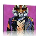 thumbnail image 1 of Acheng Tiger Wall Art Prints Handsome Tiger Printed on Purple Canvas Picture Wildlife Animal Paintings for Living Room Nursury Baby Shower Bedroom Home Decoration Poster, Cool Artwork Gift 20x16in, 1 of 6