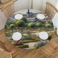 thumbnail image 1 of Acheng Tranquil Garden Scene Round Table Cover 100% Polyester Fiber Table Cloth 38-42, 1 of 8