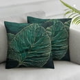 thumbnail image 1 of Acheng Tropical Leaves Pillow Covers Set of 2, Emerald Green Minimalist Geometric Palm Leaf Throw Pillow Covers Plant Outdoor Decorative Pillows for Couch Home Sofa Summer Decor White, 1 of 6