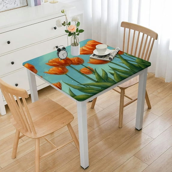 Acheng Tulips Square Tablecloth Outdoor Fitted 100% Polyester Fiber 52*52