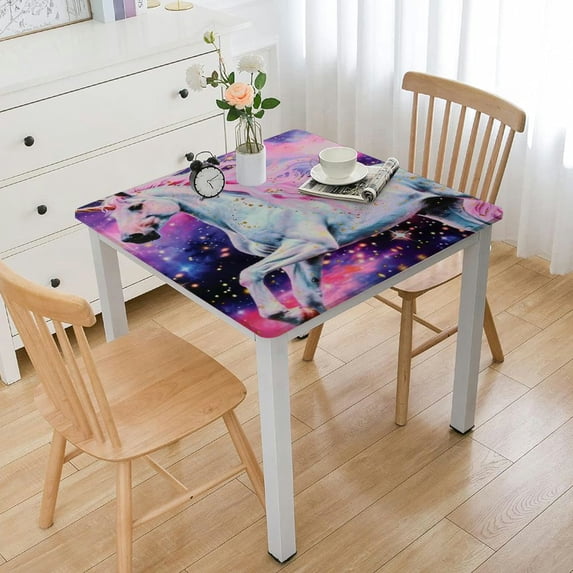 Acheng Unicorn Stars Magical Square Tablecloth for Picnic Dining Kitchen Farmhouse 100% Polyester Fiber 36*36