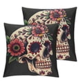 thumbnail image 1 of Acheng Unique Flower Decorated Day of Dead Sugar Skull Graphic Throw Pillow Covers Set of 2 18x18in, 1 of 7
