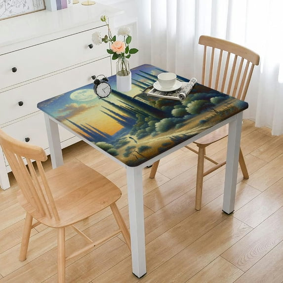 Acheng Villa Cypresses Serene Landscape Square Tablecloth 100% Polyester Fiber 46*46