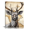 thumbnail image 1 of Acheng  Vintage Farmhouse Canvas Wall Art Deer Paintings Decor Abstract Elk Animal Poster Prints for Farm Kitchen Bedroom Decorations Framed (Small) 12x16 in, 1 of 5