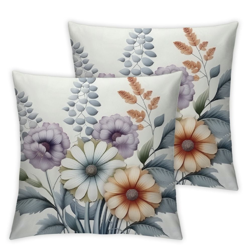 Illustration of Retro Floral Throw Pillows