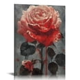 thumbnail image 1 of Acheng Vintage Rose Painting Canvas Wall Art, Retro Black And White Red Rose Flower Picture Print, Modern Rose Wall Decor Floral Artwork Poster Framed For Living Room,Bedroom Bathroom 12x16 in, 1 of 5