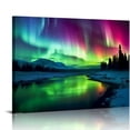 thumbnail image 1 of Acheng Wall Art Aurora scenery Painting on Canvas Stretched and Framed Canvas Paintings Ready to Hang for Home Decorations Wall Decor 20x16in, 1 of 6