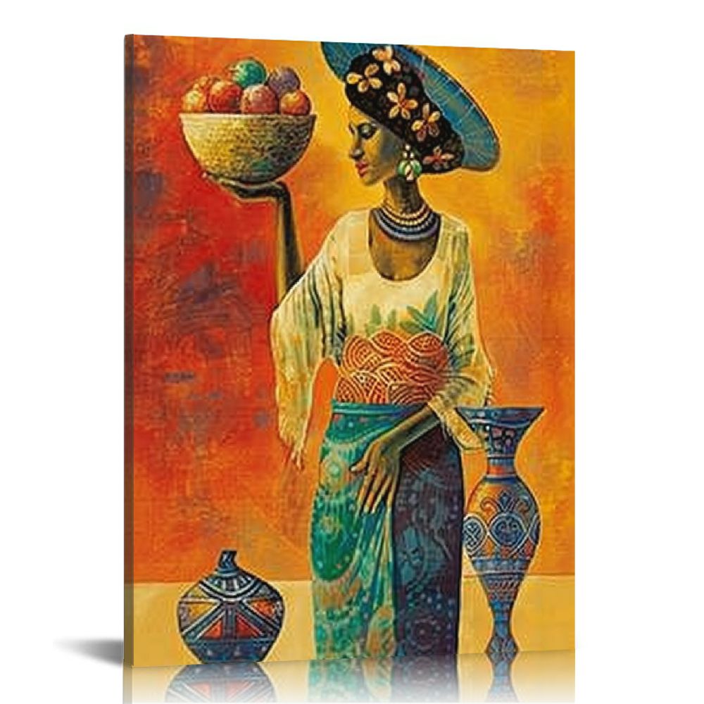 Acheng Wall Art Canvas African American Wall Decor Black Girl African ...