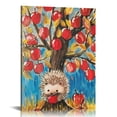 thumbnail image 1 of Acheng Wall Art Decor Print Hedgehog with Apple Tree Canvas Wall Art Wildlife Canvas Print Wall Decorations for Bedroom 12x16 in, 1 of 5