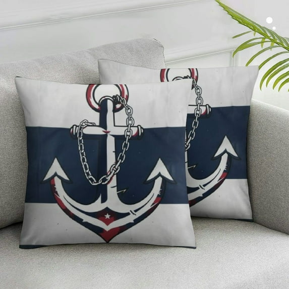Acheng Waterproof Pillow Covers for Couch Throw Pillow Cases Set of 2, Nautical White Anchor Navy Blue Red Decorative Cushion Pillow Covers,Indoor Outdoor Decoration Geometric Color Art White